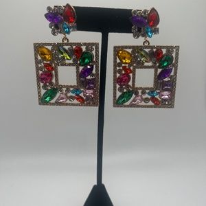 Square multi-stone earrings